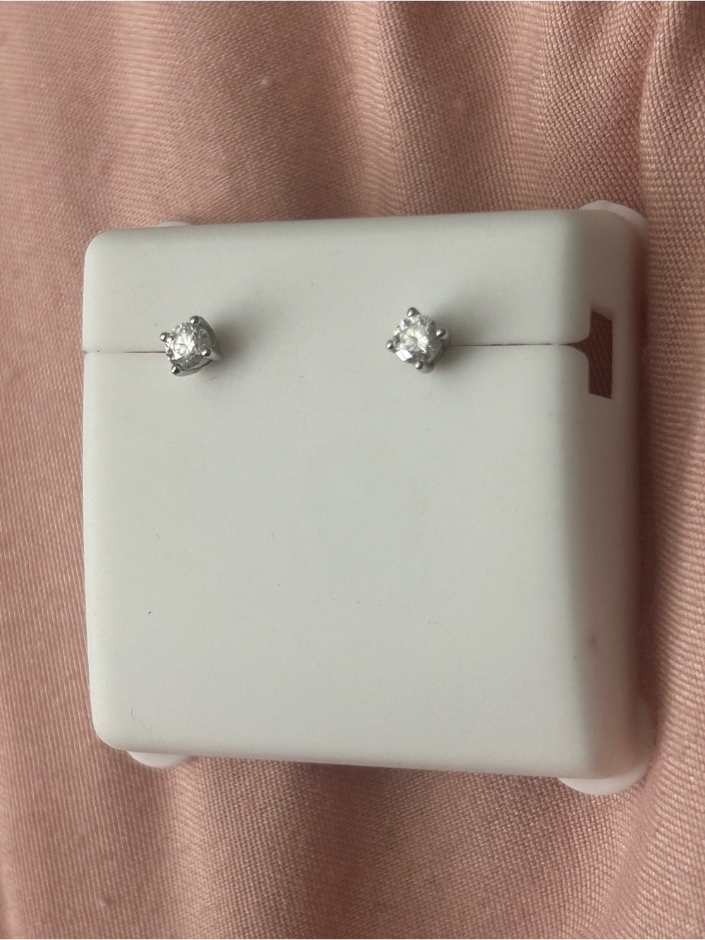 Classic White Cubic Stud Earrings - Timeless Silver